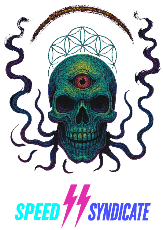 Women's Speed Syndicate Mindstrike Hooded Sweatshirt Only On Black – Neon Third Eye Skull American Performance Motorcycle Hooded Sweatshirt