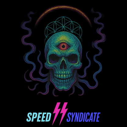 Women's Speed Syndicate Mindstrike Neon Third Eye Skull Racerback Tank Top
