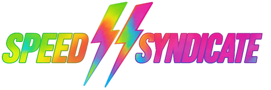 Speed Syndicate Tie Dye Bolt Neon Fade Logo On Black Tee - American Performance Motorcycle Tee Shirt