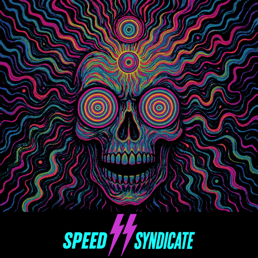 Women's Speed Syndicate High Voltage Trip Hooded Sweatshirt Psychedelic Skull Only On Black  - American Performance Motorcycle Hooded Sweatshirt