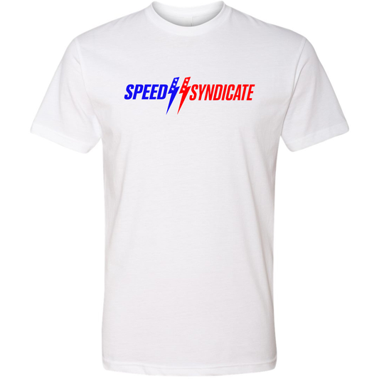 Speed Syndicate Patriot Logo On White Tee - American Performance Motorcycle Tee Shirt