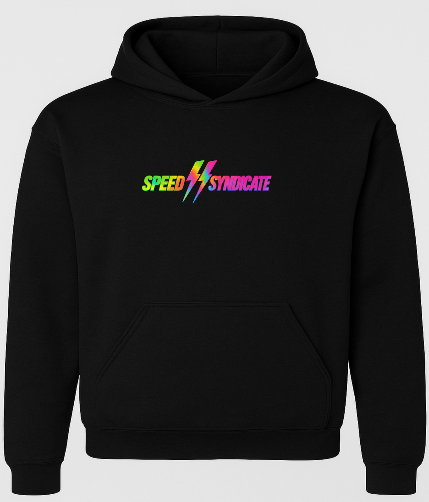 Speed Syndicate Tie Dye Bolt Neon Fade Logo Sweatshirt On Black Hooded Sweatshirt - American Performance Motorcycle Hooded Sweatshirt