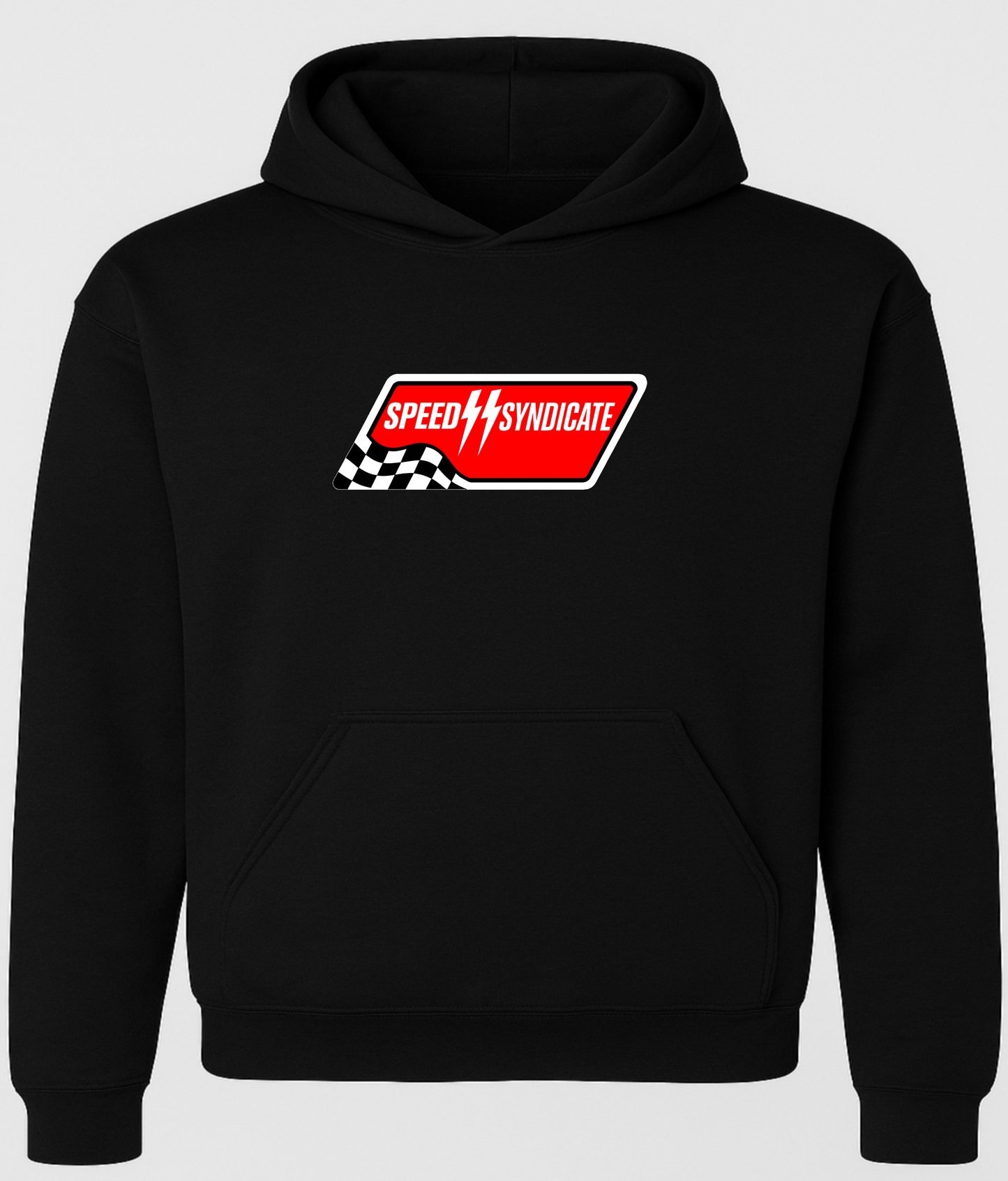Speed Syndicate Full Synthetic White On Black Hooded Sweatshirt - American Performance Motorcycle Hooded Sweatshirt