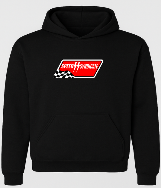 Speed Syndicate Full Synthetic White On Black Hooded Sweatshirt - American Performance Motorcycle Hooded Sweatshirt