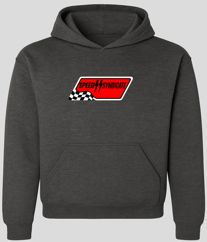 Speed Syndicate Full Synthetic Black On Dark Heater Gray Hooded Sweatshirt- American Performance Motorcycle Hooded Sweatshirt