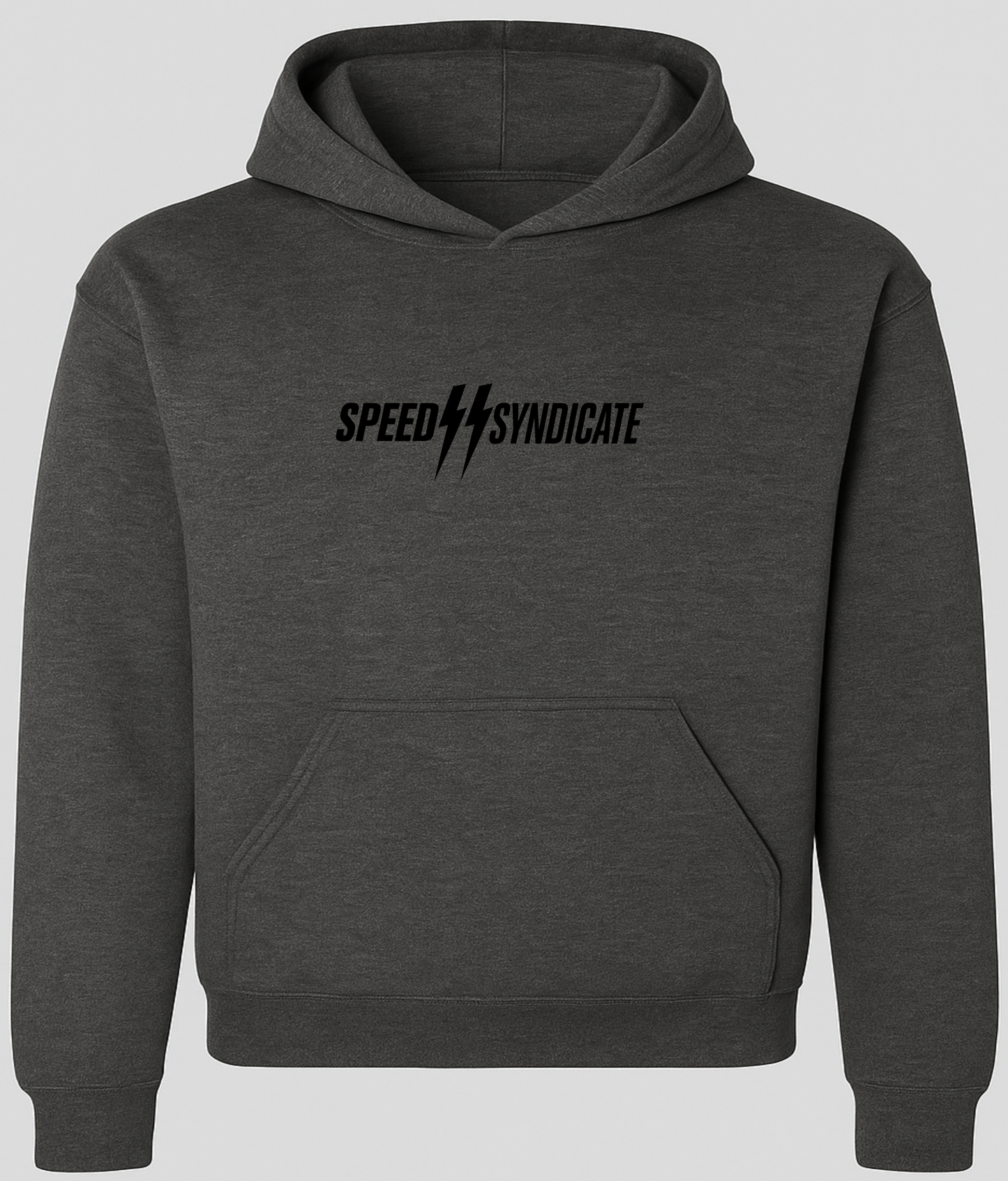 Speed Syndicate Standard Issue Black Logo On Dark Heather Gray Hooded Sweatshirt - American Performance Motorcycle Hooded Sweatshirt