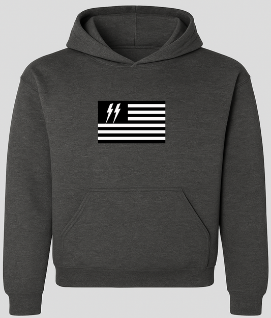 Speed Syndicate Black Flag On Dark Heather Gray Hooded Sweatshirt – American Performance Motorcycle Hooded Sweatshirt