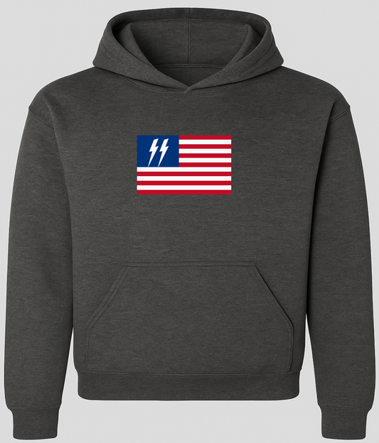 Speed Syndicate Freedom Strike On Dark Heather Gray Hooded Sweatshirt – American Performance Motorcycle Hooded Sweatshirt