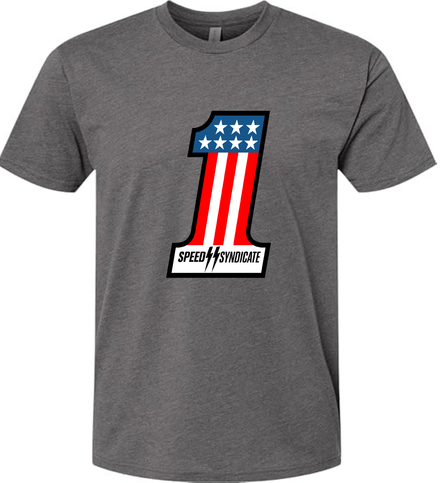 Speed Syndicate #1 On Heather Heavy Metal Gray Tee – American Performance Motorcycle Tee Shirt