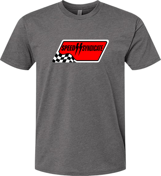 Speed Syndicate Full Synthetic Black on Heather Heavy Metal Gray Tee - American Performance Motorcycle Tee Shirt
