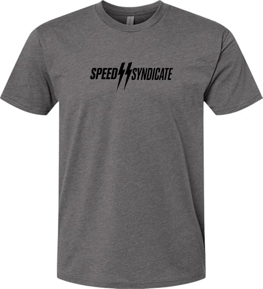 Speed Syndicate Standard Issue Black Logo On Heather Heavy Metal Gray Tee - American Performance Motorcycle Tee Shirt