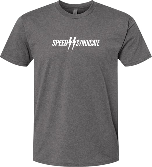 Speed Syndicate Standard Issue White Logo On Heather Heavy Metal Gray Tee - American Performance Motorcycle Tee Shirt