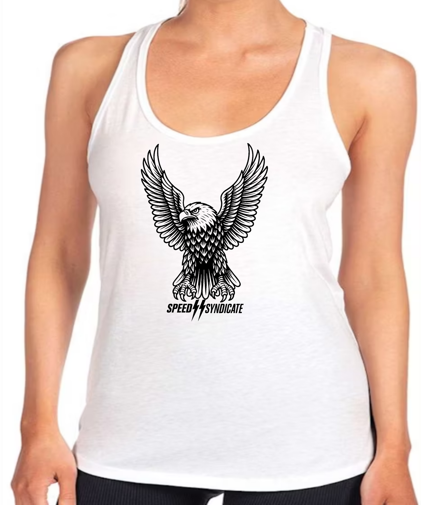 Women's Speed Syndicate Black Iron Eagle Racerback Tank Top