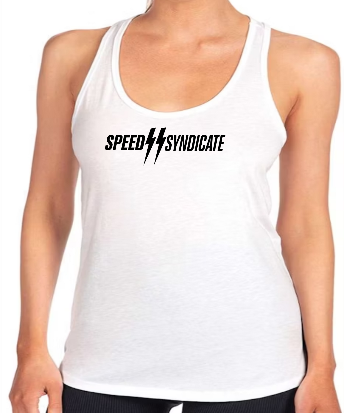 Women's Speed Syndicate Black Standard Issue Logo Racerback Tank Top