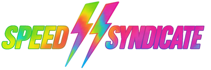 Women's Speed Syndicate Tie Dye Bolt Neon Fade Logo On Heather Heavy Metal Gray Tee - American Performance Motorcycle Tee Shirt