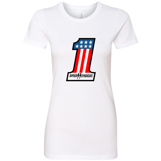 Women's Speed Syndicate #1 On White Tee – American Performance Motorcycle Tee Shirt