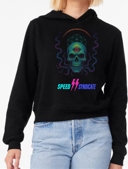 Women's Speed Syndicate Mindstrike Neon Third Eye Skull Hooded Sweatshirt
