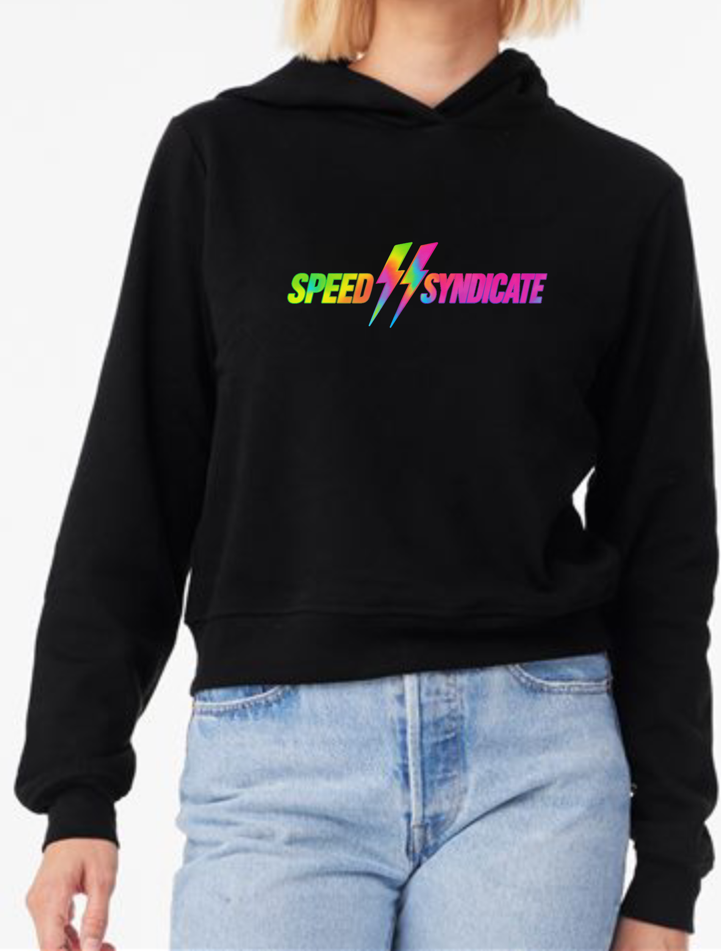 Women's Speed Syndicate Tie Dye Bolt Neon Fade Logo Hooded Sweatshirt