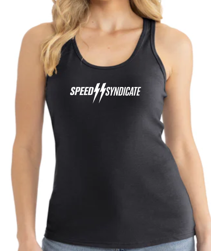 Women's Speed Syndicate White Standard Issue Logo Racerback Tank Top