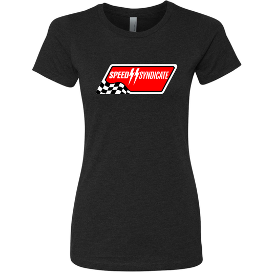 Women's Speed Syndicate Full Synthetic White On Black Tee- American Performance Motorcycle Tee Shirt