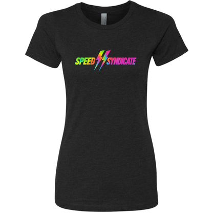 Women's Speed Syndicate Tie Dye Bolt Neon Fade Logo T-Shirt