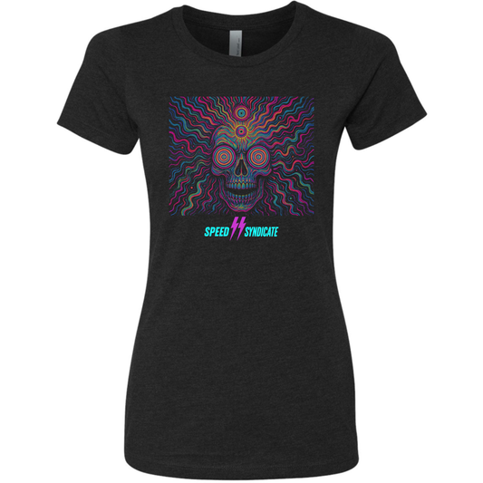 Women's Speed Syndicate Voltage Trip Psychedelic Skull T-Shirt