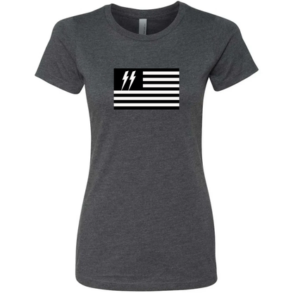 Women's Speed Syndicate Black Flag On Heather Heavy Metal Gray Tee – American Performance Motorcycle Tee Shirt