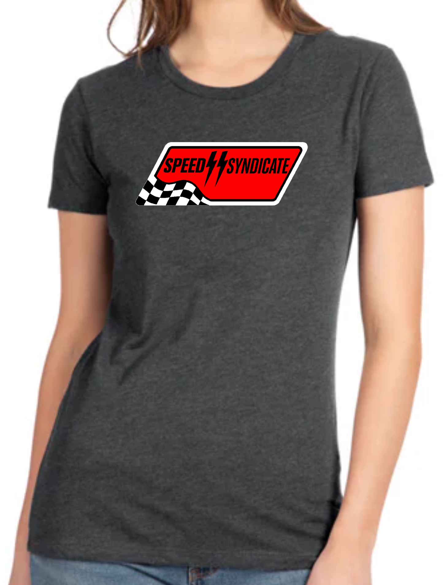 Women's Speed Syndicate Black Full Synthetic T-Shirt