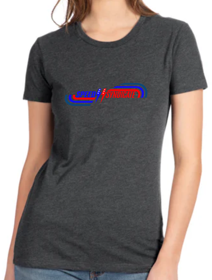 Women's Speed Syndicate Grand National On Heather Heavy Metal Gray Tee -  American Performance Motorcycle Tee Shirt