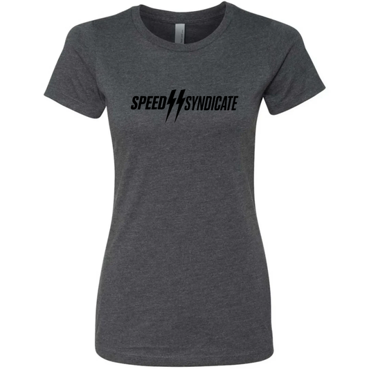 Women's Speed Syndicate Standard Issue Black Logo On Heather Heavy Metal Gray Tee - American Performance Motorcycle Tee Shirt