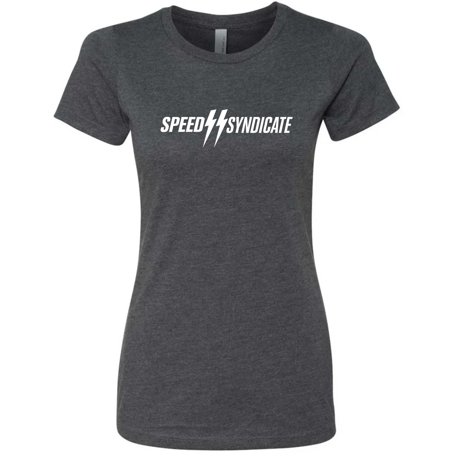 Women's Speed Syndicate Standard Issue White Logo On Heather Heavy Metal Gray Tee - American Performance Motorcycle Tee Shirt