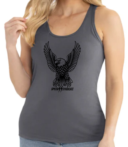 Women's Speed Syndicate Black Iron Eagle Racerback Tank Top
