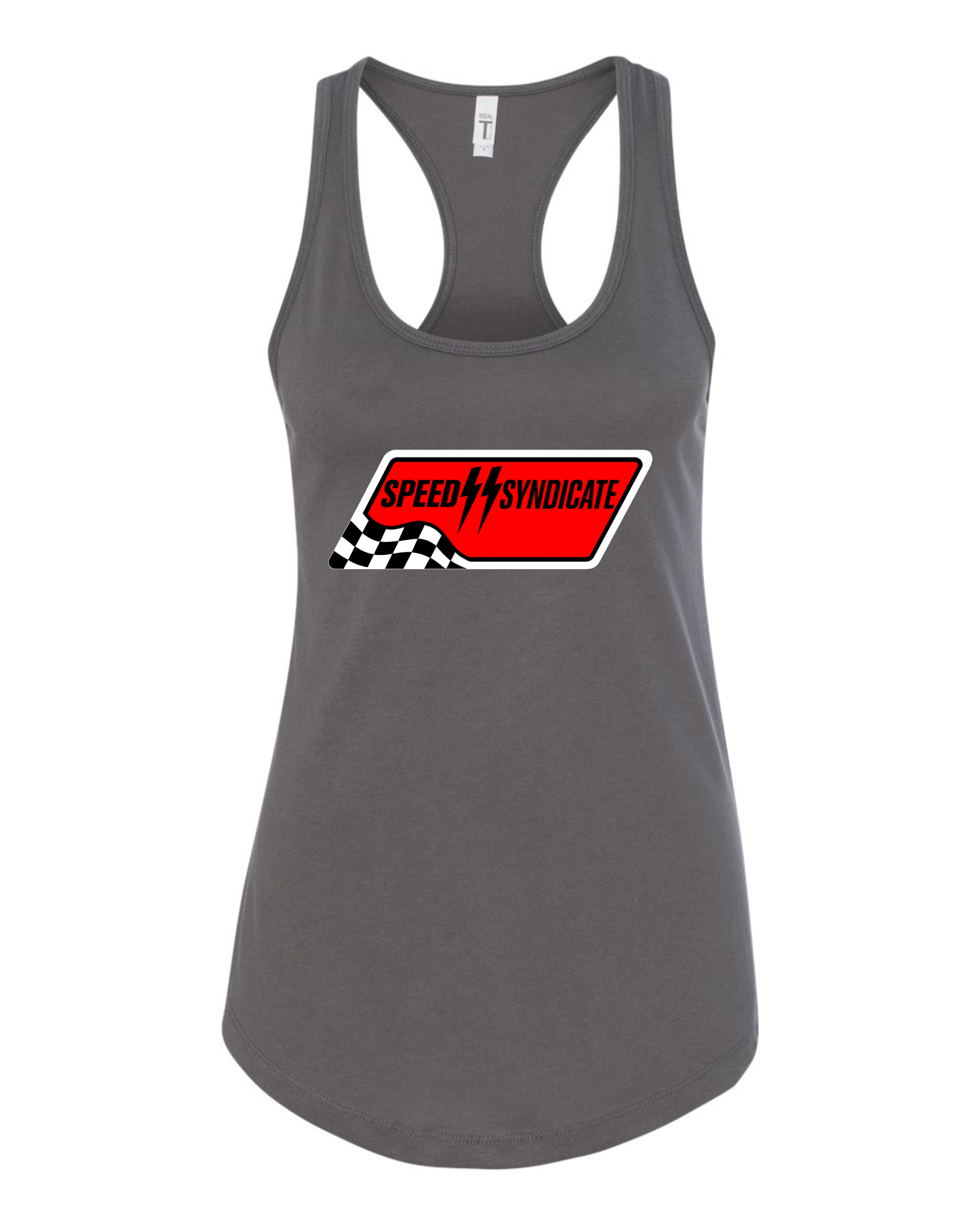 Women's Speed Syndicate Black Full Synthetic Racerback Tank Top