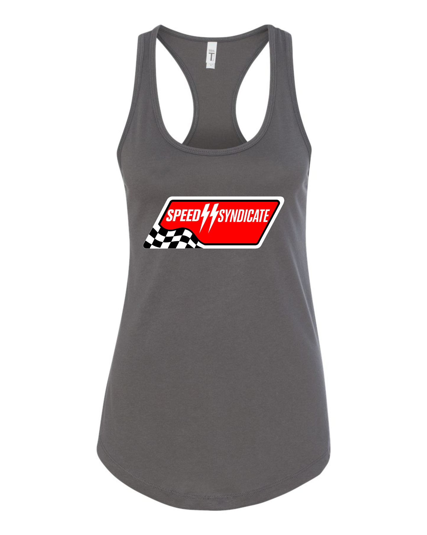 Women's Speed Syndicate White Full Synthetic Racerback Tank Top