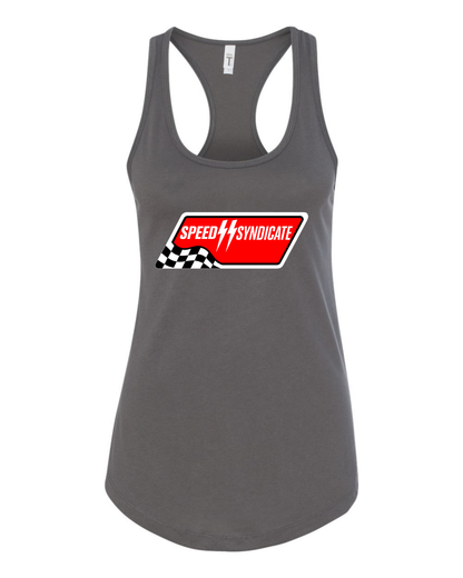 Women's Speed Syndicate White Full Synthetic Racerback Tank Top