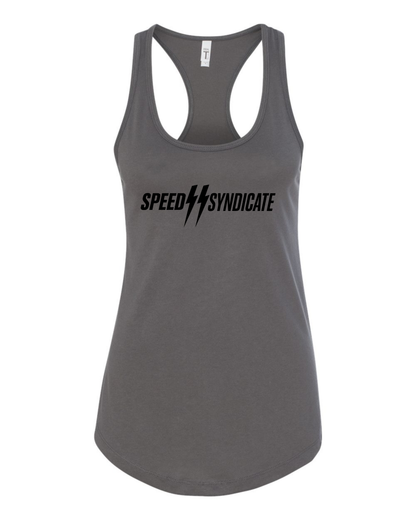 Women's Speed Syndicate Black Standard Issue Logo Racerback Tank Top