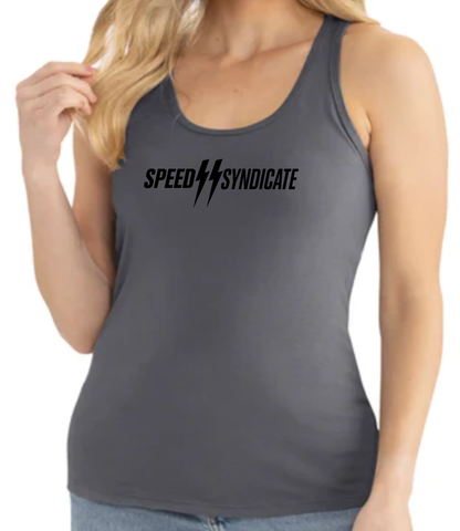 Women's Speed Syndicate Black Standard Issue Logo Racerback Tank Top
