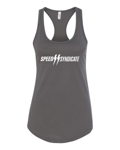 Women's Speed Syndicate White Standard Issue Logo Racerback Tank Top