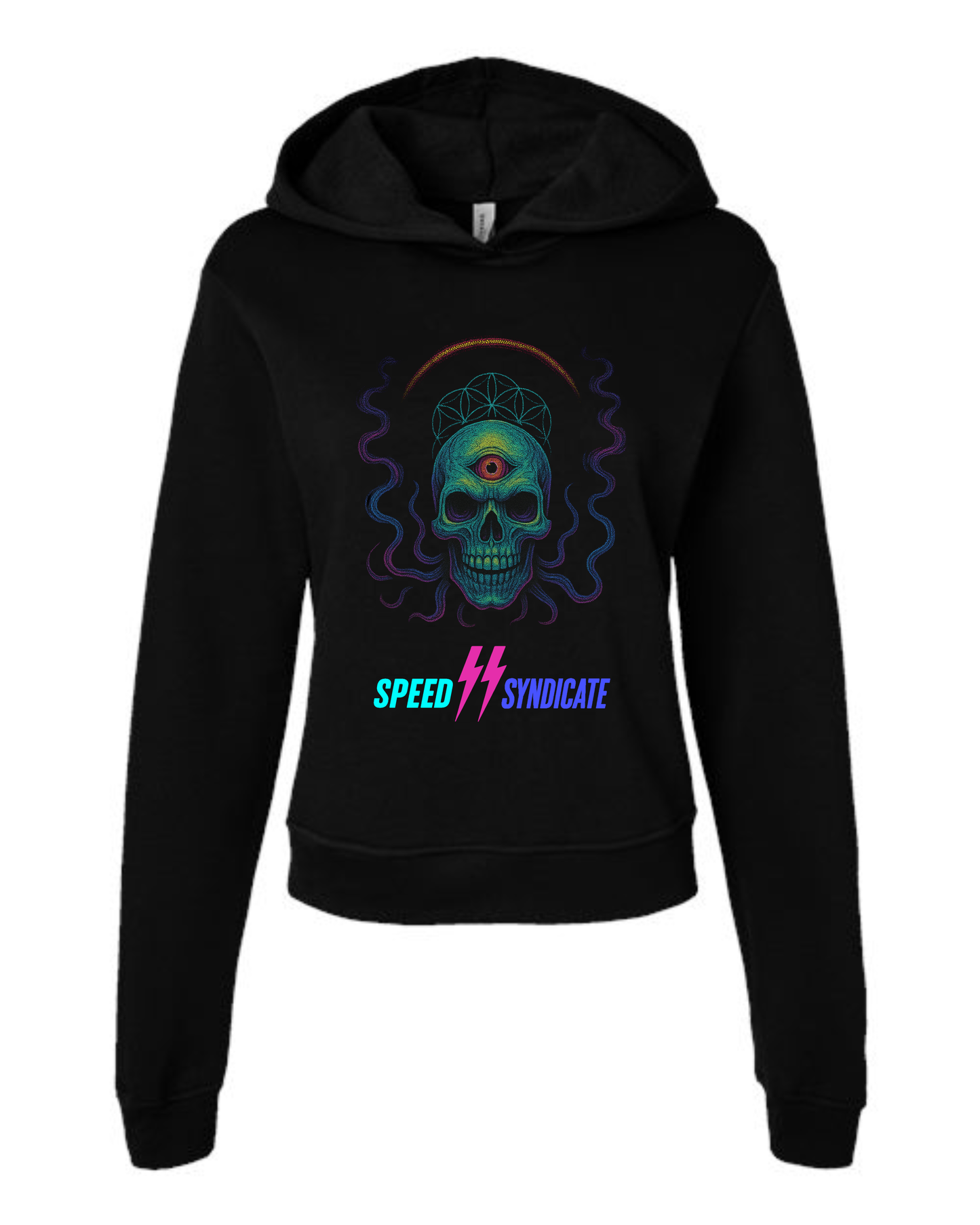 Women's Speed Syndicate Mindstrike Neon Third Eye Skull Hooded Sweatshirt