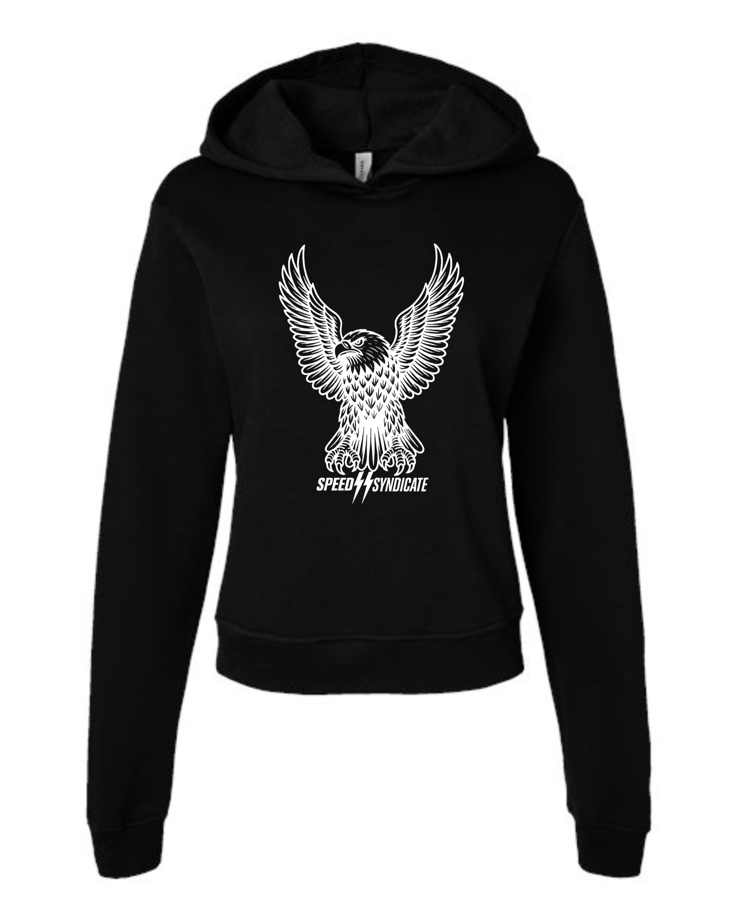 Women's Speed Syndicate White Iron Eagle On Black Hooded Sweatshirt - American Performance Motorcycle Hooded Sweatshirt