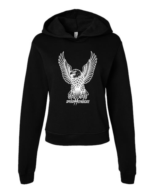Women's Speed Syndicate White Iron Eagle On Black Hooded Sweatshirt - American Performance Motorcycle Hooded Sweatshirt