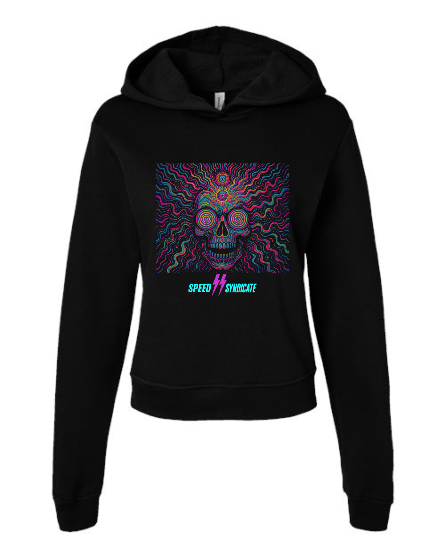 Women's Speed Syndicate High Voltage Trip Psychedelic Skull Hooded Sweatshirt
