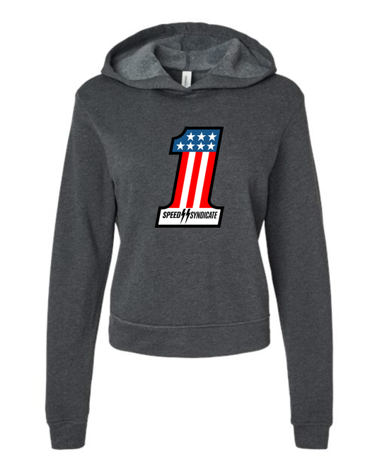 Women's Speed Syndicate #1 On Dark Heather Gray Hooded Sweatshirt – American Performance Motorcycle Hooded Sweatshirt