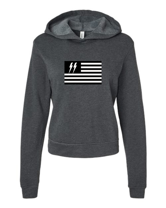 Women's Speed Syndicate Black Flag On Dark Heather Gray Hooded Sweatshirt – American Performance Motorcycle Hooded Sweatshirt