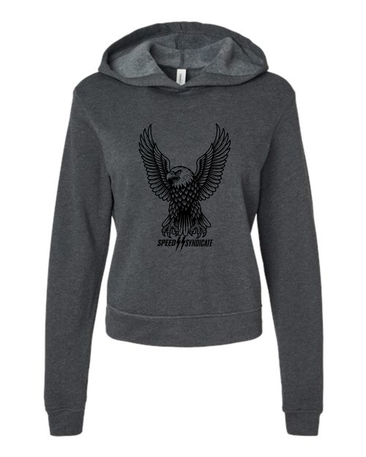 Women's Speed Syndicate Black Iron Eagle On Dark Heather Gray Hooded Sweatshirt - American Performance Motorcycle Hooded Sweatshirt