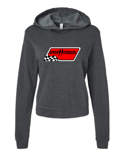 Women's Speed Syndicate Full Synthetic Black On Dark Heater Gray Hooded Sweatshirt- American Performance Motorcycle Hooded Sweatshirt