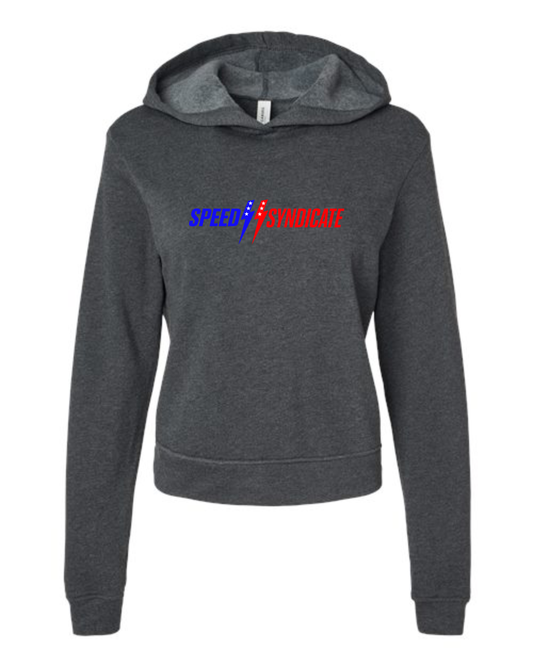 Women's Speed Syndicate Patriot Logo On Dark Heather Gray Hooded Sweatshirt - American Performance Motorcycle Hooded Sweatshirt