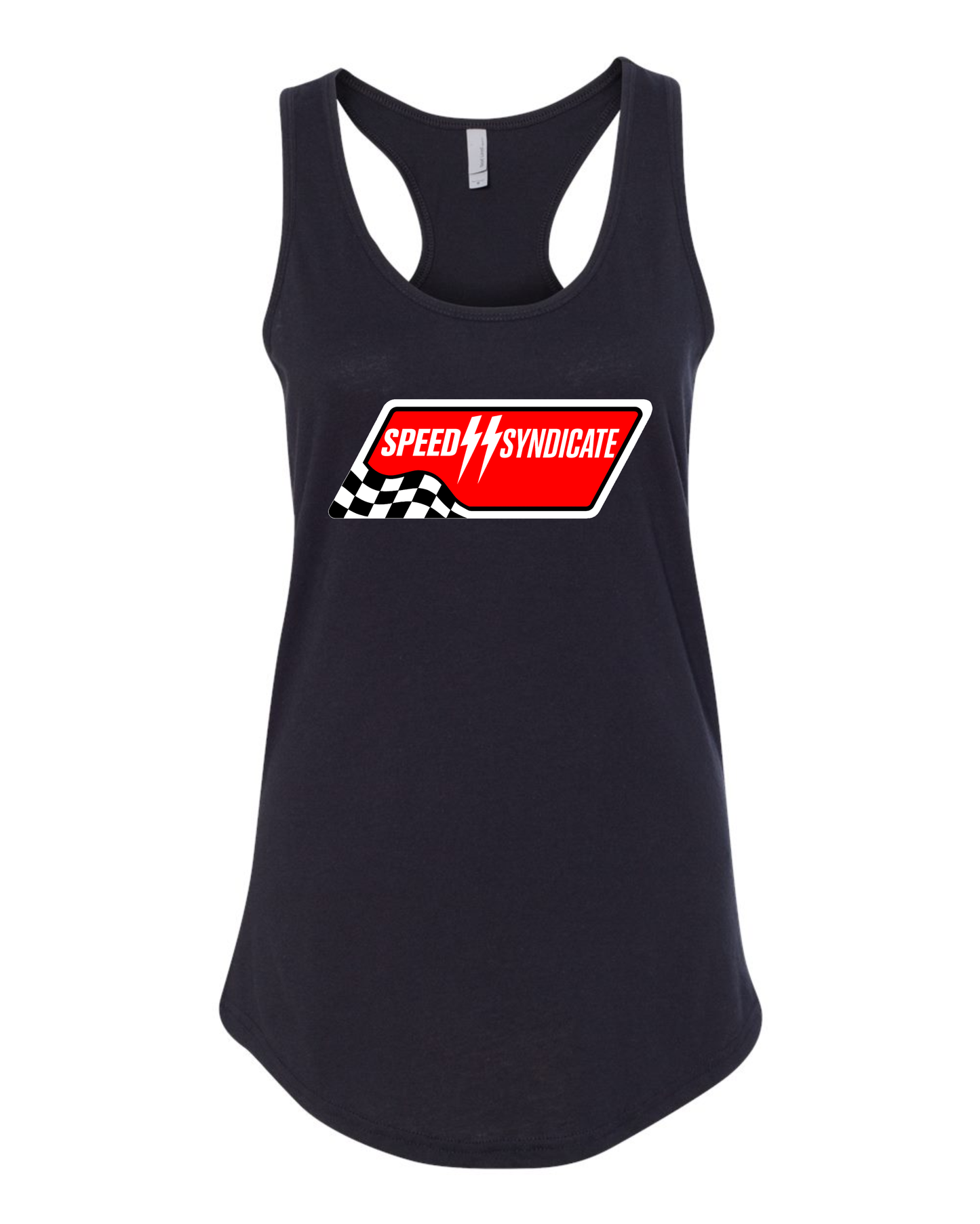 Women's Speed Syndicate White Full Synthetic Racerback Tank Top