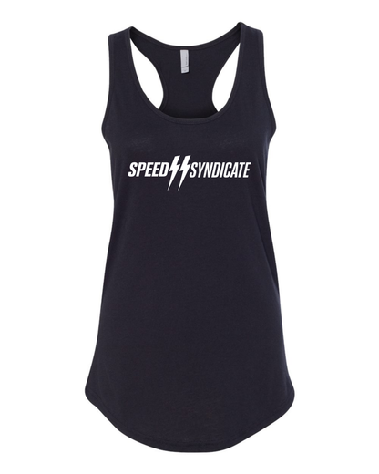 Women's Speed Syndicate White Standard Issue Logo Racerback Tank Top