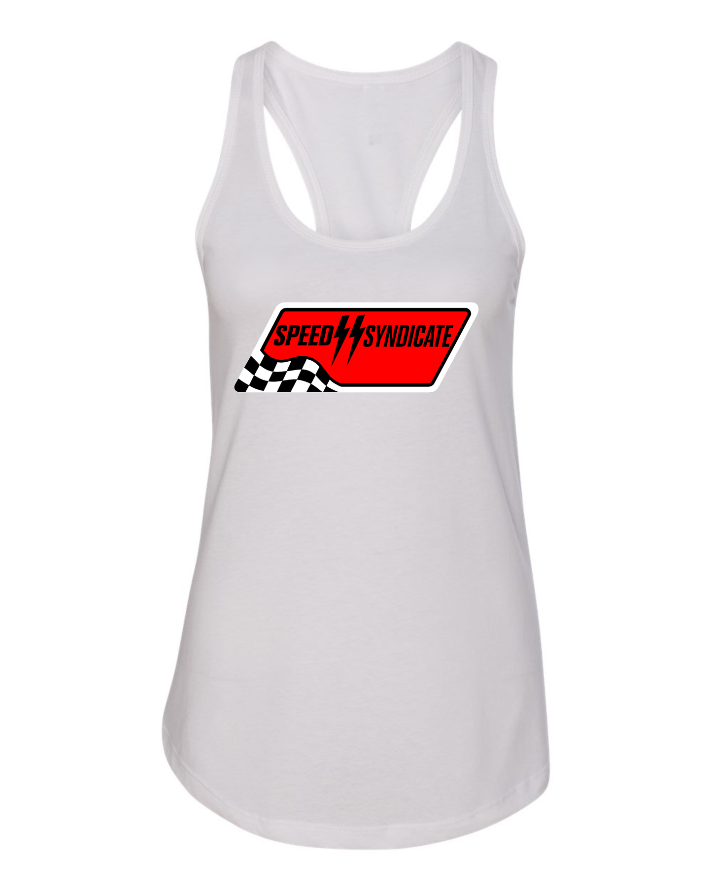 Women's Speed Syndicate Black Full Synthetic Racerback Tank Top
